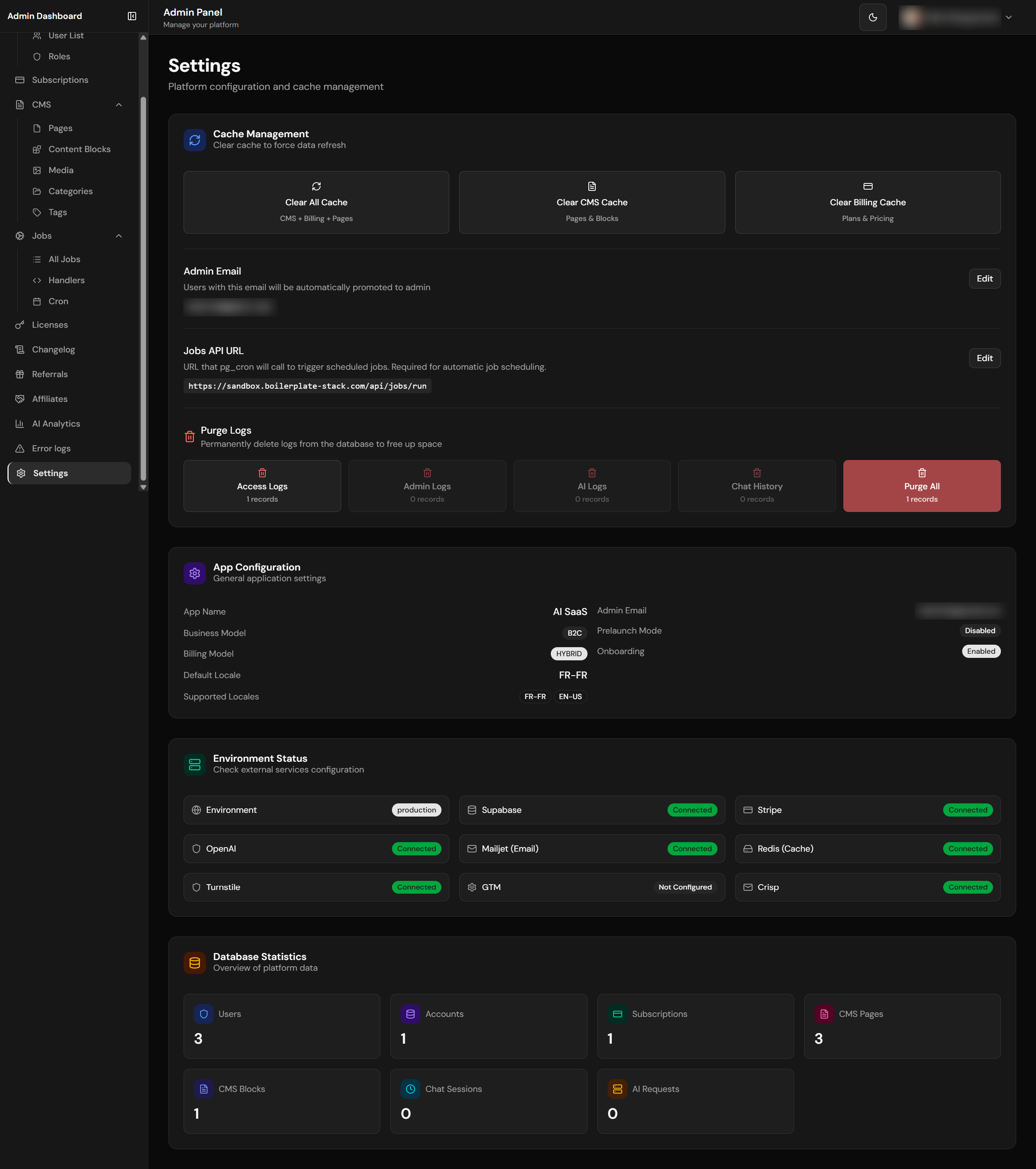 Platform Settings