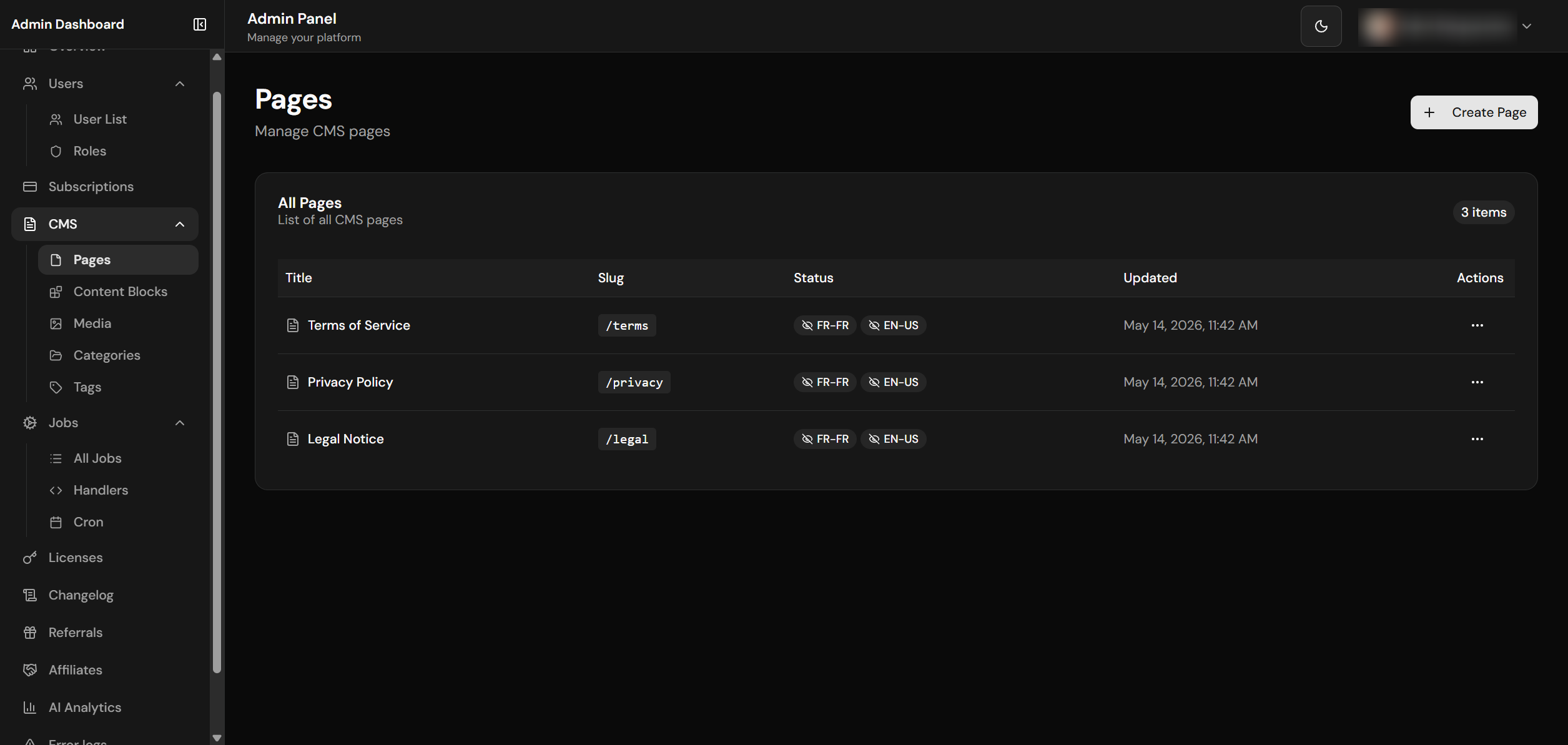 CMS Pages
